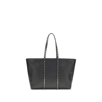 Valentino Garavani Calf Leather Bos Taurus Shoulder Women's Bag In Black