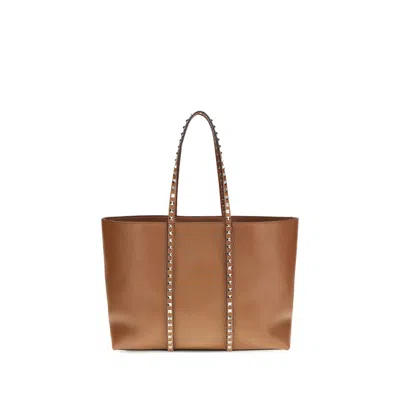 Valentino Garavani Calf Leather Bos Taurus Shoulder Women's Bag In Brown