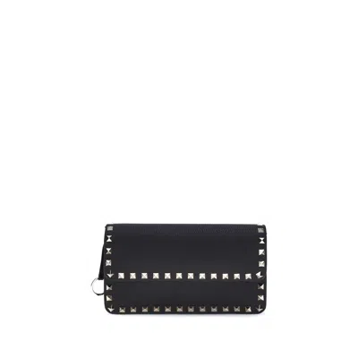 Valentino Garavani Calf Leather Bos Taurus Women's Wallet In Black