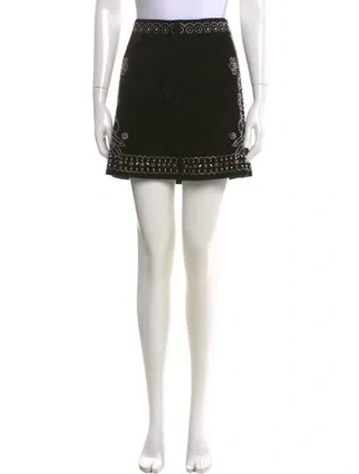 Pre-owned Valentino Calf Leather Mini Skirt In Black