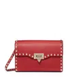 Valentino Calf Leather Rockstud Alcove Shoulder Bag In Red