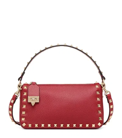 Valentino Garavani Calf Leather Rockstud Cross-body Bag In Red