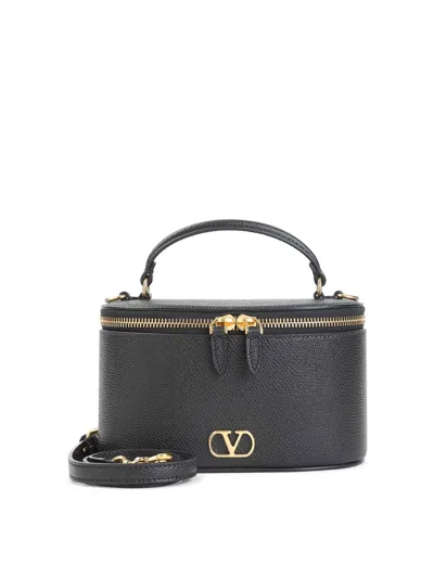 Valentino Garavani Calf Leather Shoulder Bag In Black