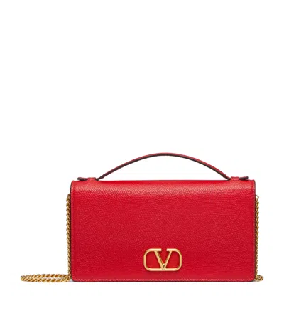 Valentino Garavani Calf Leather Shoulder Bag In Red