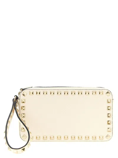 Valentino Garavani Calfskin Clutch Women's Bag In White
