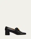 Valentino Garavani Calfskin Fringe Vlogo Loafer Pumps In Nero