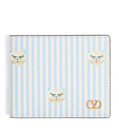Valentino Garavani Calfskin Le Chat De La Maison Bifold Wallet In Blue