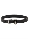Valentino Ovalette Leather Bracelet In Black