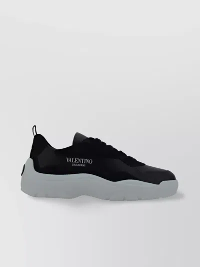 Valentino Garavani Calfskin Panelled Sneakers Suede Detailing