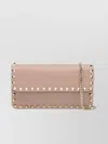 Valentino Garnet Calfskin Rockstud Chain Wallet In Pink