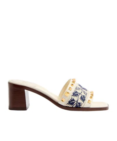 VALENTINO GARAVANI COUNTY SLIDE SANDAL IN CALFSKIN WITH GRAPE EMBROIDERY 60MM