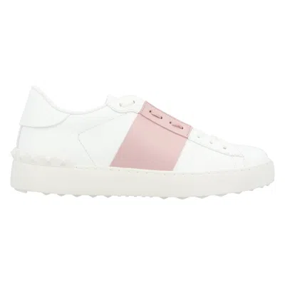 Valentino Garavani Valentino Calfskin Sneakers With Contrasting Band And Rubber Studs In White