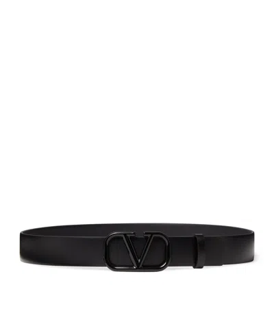 Valentino Garavani Calfskin Vlogo Signature Belt In Black