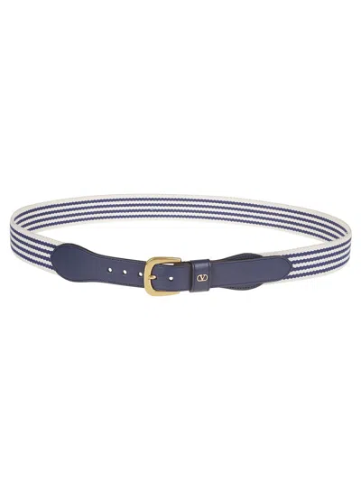 Valentino Garavani Valentino Calfskin Vlogo Signature Belt In White