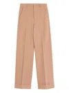 Valentino Wide-leg Trousers With Cuffed Hem And Pleats In Nude