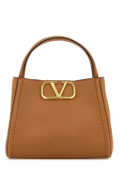Valentino Garavani Camel Leather Medium Alltime Handbag In Almondbeigesabbia