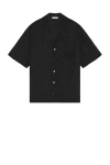 Valentino Toile Iconograph Camp-collar Logo-jacquard Silk-satin Shirt In Black