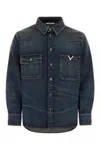 Valentino Denim Shirt With Chest Pockets And Visible Stitching