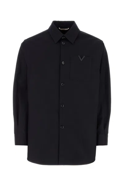 VALENTINO VALENTINO GARAVANI MIDNIGHT BLUE STRETCH COTTON SHIRT
