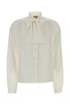 Valentino Ivory Crepe Shirt In Yellow
