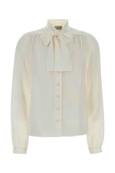 Valentino Ivory Crepe Shirt In Yellow