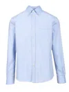 Valentino Camicia Maniche Lunghe Vlogo Signature Shirts Light Blue In Blue