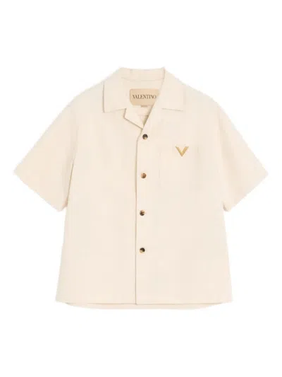 Valentino Camicia M/c Denim In Neutral