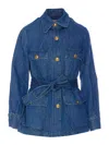 Valentino Denim Safari Jacket In Blue