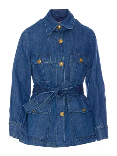 Valentino Sahariana Denim Jacket In Blue