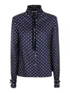 Valentino Shirt Pattern Twill Plus De Pois Pois Medio In Blue