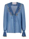 Valentino Garavani Light Georgette Shirt With Plusdepois Print In White