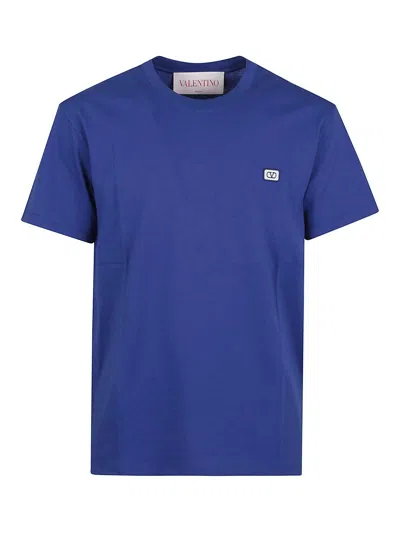 Valentino Vlogo Patch Crewneck T-shirt In Blue
