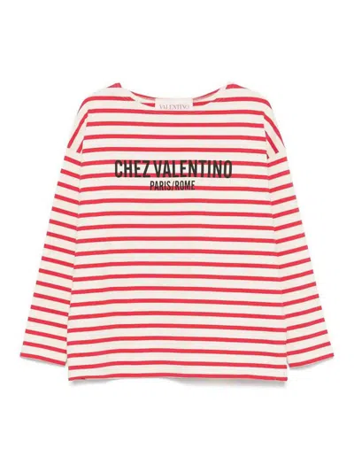 Valentino Gestreiftes T-shirt In Rot