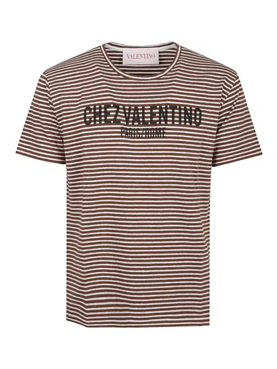 Valentino Striped Cotton T-shirt With Chez Print In There Is No Color Specification For This Product.