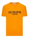 Valentino Cotton T-shirt With Chez Print In Orange
