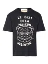 Valentino Garavani T-shirt With Le Chat De La Maison Print In Blue