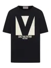 Valentino Cotton Crew Neck T-shirt Drop Shoulder In Black