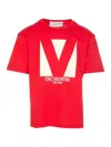 Valentino Crewneck Graphic Print T-shirt Logo In Rojo