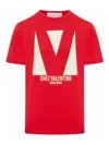 Valentino Crewneck Graphic Print T-shirt Logo In Red