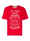 Valentino Garavani T-shirt With Le Chat De La Maison Print In Red