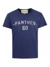 Valentino Garavani Vintage-effect Blue Cotton T-shirt In Red