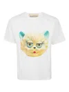Valentino Cotton T-shirt With Le Chat De La Maison Print In Crema
