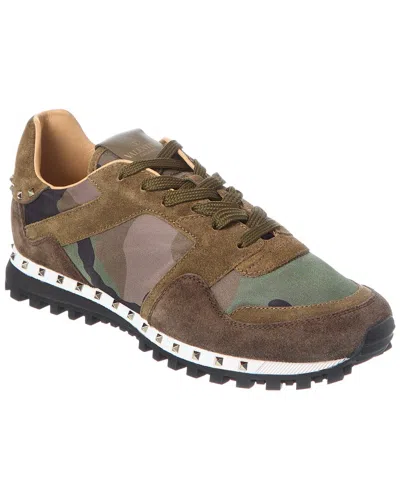 Valentino Garavani Valentino Camo Canvas & Leather Sneaker In Green