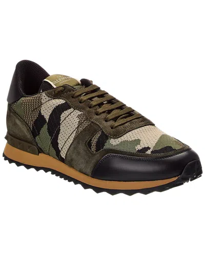 Valentino Camo Knit & Suede Sneaker In Multi
