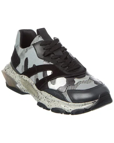 Valentino Garavani Valentino Camo Mesh & Leather Sneaker In Black