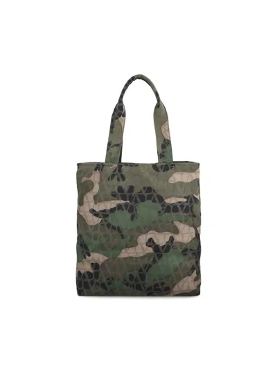 Valentino Camo Monogrammed Tote Bag In Verde