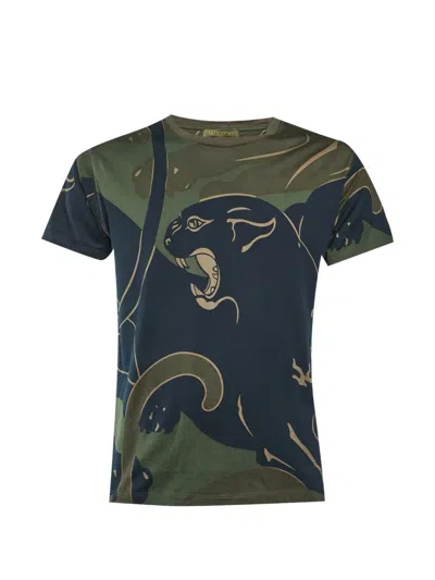 Pre-owned Valentino Camo Panther-print T-shirt In Green