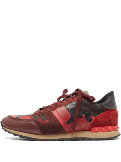 Pre-owned Valentino Garavani Camo-print Leather Sneakers