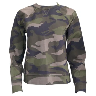 Pre-owned Valentino Camo Print Long Sleeve Crew Neck Sweater In Gray