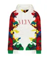 Valentino Vltn Cotton-blend Jersey Hooded Sweatshirt In White